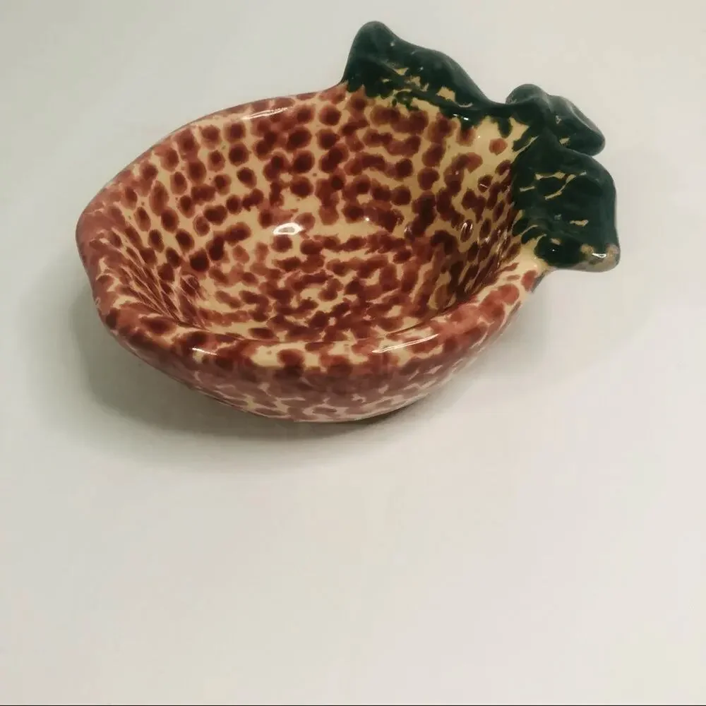 vtg ceramic apple dish red spatterware trinket dish‎ country grandma core